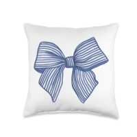 Coquette Blue Bow Throw Pillow