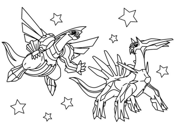 Dialga and Palkia Pokemon Coloring Pages Printable