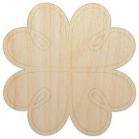 Four Leaf Lucky Clover Tribal Celtic Knot Wood Shape Unfinished Piece Cutout Craft DIY Projects - 4.70 Inch Size - 1/4 Inch Thick, Size:4.70" Small