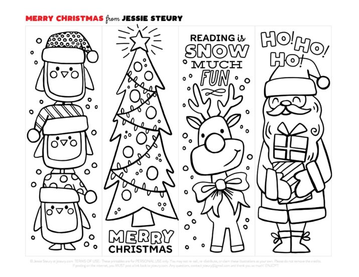 Free Christmas Coloring Bookmarks — Jessie Steury