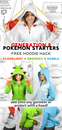 Free Pattern Friday! Gen 8 Pokemon Starter Hoodie Hacks