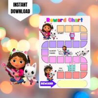 Gabby Dollhouse Reward Chart, Printable Gabby Behavior Chart, Digital Gabby's Dollhouse Reward Chore Chart, Kids Routine Sticker Chart