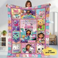 Gabby's Dollhouse Blanket, Custom Name Gabbys Dollhouse Blanket, Dollhouse Birthday Party, Gabby Dollhouse Birthday, Baby Blanket Gifts