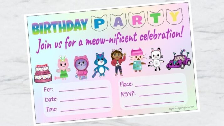 Gabby's Dollhouse Meow-nificent Party Invitation