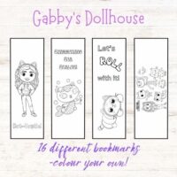 Gabby's Dollhouse Printable Colouring Bookmarks Set of 16