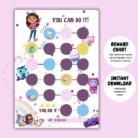 Gabby's Dollhouse Reward Chart for Kids | Printable Behavior Chart | Kids Routine Sticker Chart | Chore Chart | Digital Download