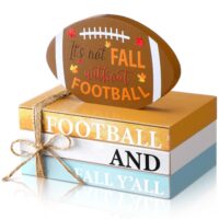 Geetery Football and Fall Y'all Wood Sign Fall Wooden Tiered Tray Decor Autumn Stacked Books Decor Fall Farmhouse Decor Football Decor Decorative Table Decorations for Autumn Harvest Table Shelf