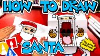 How To Draw Crazy Cookie Santa Puppet - Folding Surprise - Art For Kids Hub -