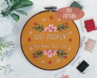 Just Poopin' PDF Embroidery Pattern- The Office Quote- DIY Embroidery