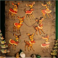 KAIZE Christmas Vintage Bunting Wooden,Christmas Decorations Vintage Style Christmas Banner,Old Fashion Christmas Decor Banner,Wooden Hanging Retro Banner for Home Office Mantle Wall (Deer)