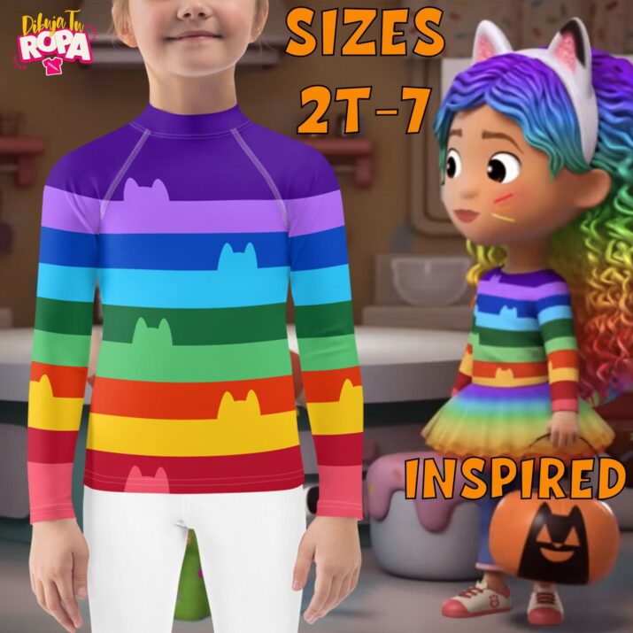 Kids Rash Guard Halloween Rainbow inspired by Gabby's Dollhouse / Sizes 2T - 7T / Costume / Birthday's Gift