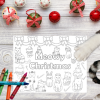 Meowy Christmas Coloring Page