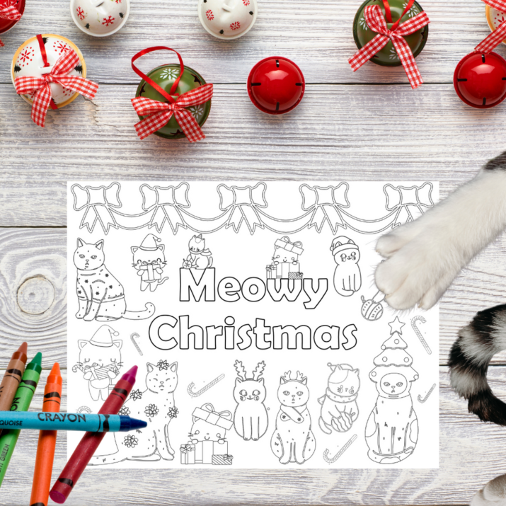 Meowy Christmas Coloring Page