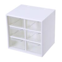 Mini Desk Organizer Plastic Countertop Jewelry Storage Box with 6 Drawers for Home School Office Bathroom, 1 Piece (White)