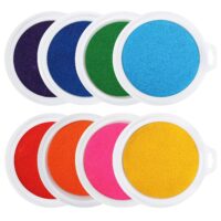 Peohud 7" Large Round Craft Ink Pad, 8 Colors Washable Stamp Pads, Rainbow DIY Fingerprint Ink Pad for Rubber Stamp Card Making Paper Wood Fabric Clothing Scrapbook