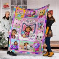 Personalized Name Gabby's Dollhouse Birthday Party Fleece Blanket, Premium Sherpa Blanket, Gabby's Dollhouse Blanket, Gabby Lover Gift