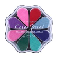 Petal Ink Pads for Rubber Stamps Waterdrop Shaped Stamp Pads with 8 Assorted Colors (Set 1003)