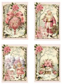 Pink Victorian Christmas B MULTI-SIZE SET Cotton Fabric Quilt Blocks