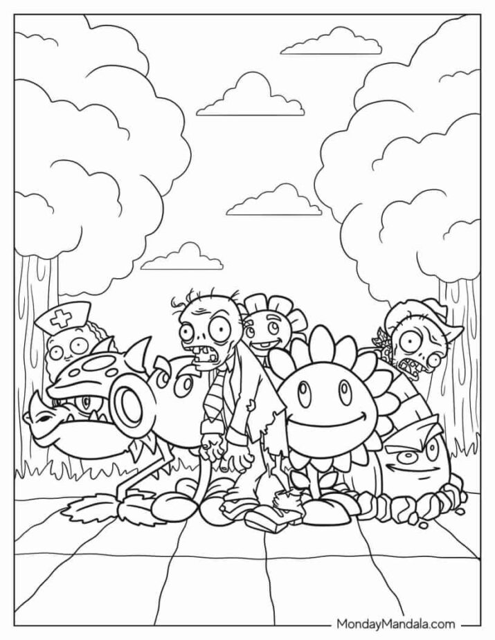 Plants Vs Zombies Coloring Pages (Free PDF Printables)