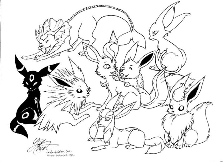 Pokemon Eevee Evolutions Coloring Pages Sketch Coloring Page