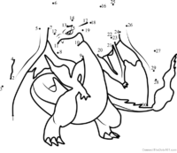 Pokemon Mega Charizard Y dot to dot printable worksheet