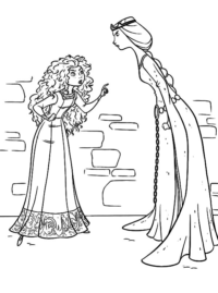 Queen Elinor And Princess Merida Arguing Coloring Pages