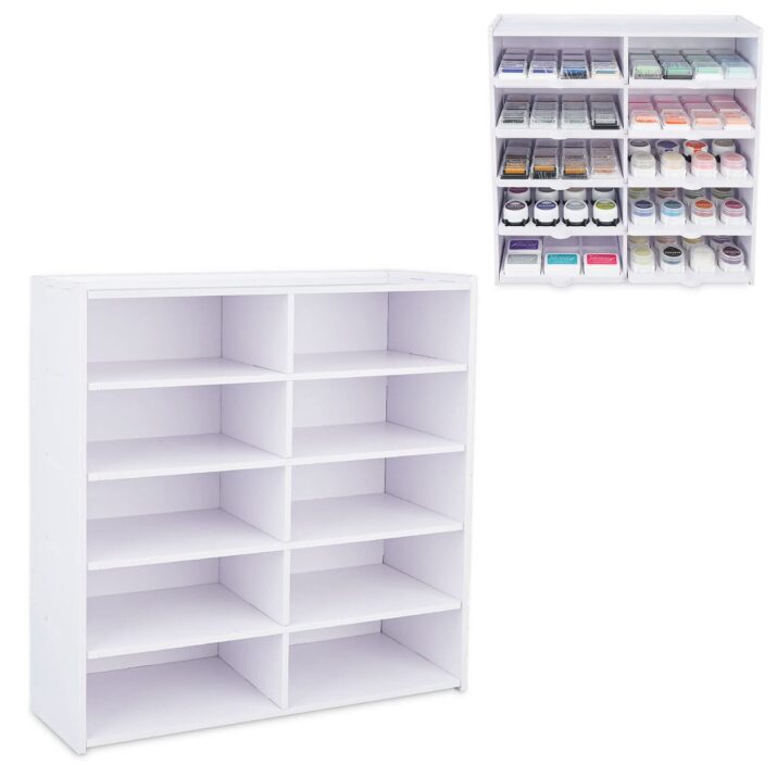 Sanfurney 10 Slots Ink Pad Tray Organizer Rack Compatible with Mini Distress Ink Pad Tray, Drop Ink Pad Tray, Mini Archival Ink Pad Tray (Trays are not Included) Stamp Pad Supplies Storage Holder