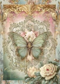 Shabby Chic Butterfly & Roses Designer Cotton Fabric Quilt Block Multi-size