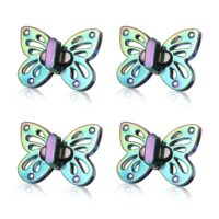 TXIN 4 Pieces Purse Turn Lock Clutches, Butterfly Shape Twist Lock Clasp, Cute Animal Bag Closure Lock, Rainbow Color Metal Hardware Fastener Buckles for DIY Leather Bag Handbag Purse Making, Style 2