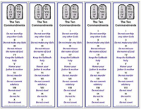 Ten Commandments Bookmarks, Free Printable for Kids