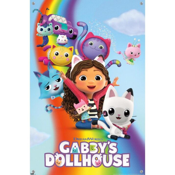 Trends International Gabby's Dollhouse - Key Art Unframed Wall Poster Print Clear Push Pins Bundle 14.725" x 22.375"