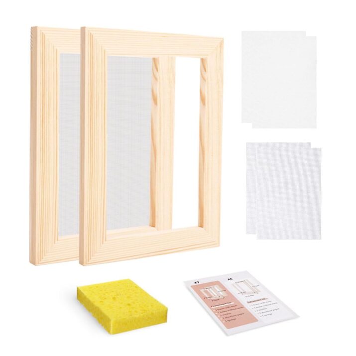 Worown A6 Wooden Paper Making Screen Kit,Paper Making Frames, Mould and Deckle for Paper Making, DIY Paper Crafts