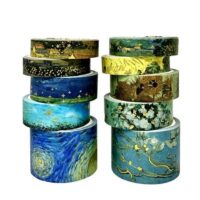 Wrapables Decorative Gold Foil Washi Tape Box Set for Arts & Crafts, Scrapbooking, Stationery, Diary (10 Rolls), Artwork