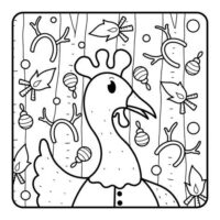 christmas chicken coloring page